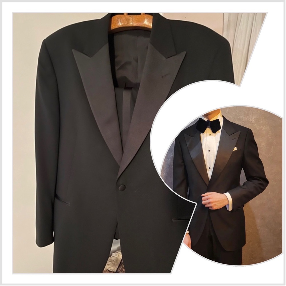 Coppley for Harry Rosen Size 48 drop 6 single breasted peak lapel Tuxedo.